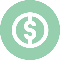 Seafoam green icon with dollar sign
