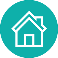 Teal icon with house